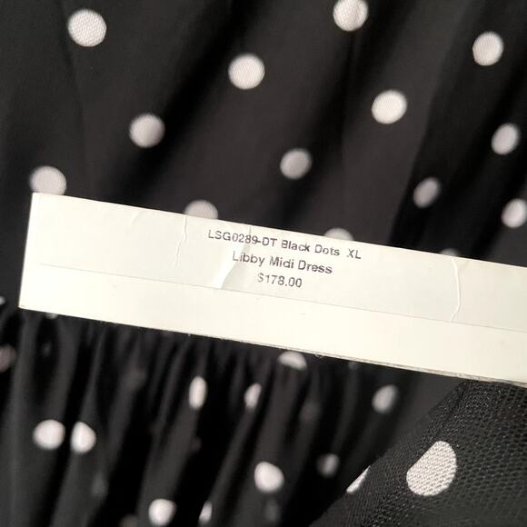 Lisa Says Gah Black Polka Dot Chiffon Midi Dress XL NWT Mesh Sheer - Picture 10 of 14